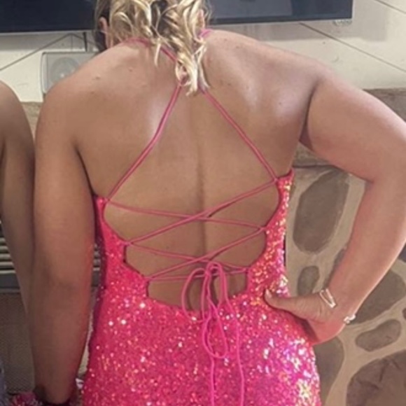 Hot Pink sequin prom dress - Picture 2 of 5